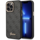 Чехол iPhone 14 Pro Max Накладка Кожзам Guess 4G Script metal logo Hard (с поддержкой MagSafe)
