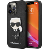 Чехол iPhone 13 Pro Max Накладка Пластик Karl Lagerfeld Saffiano Ikonik Patch Metal Hard