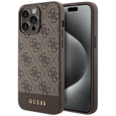 Чехол iPhone 15 Pro Max Накладка Кожзам Guess 4G Bottom stripe Metal logo Hard