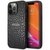 Чехол iPhone 13 Pro Max Накладка Кожзам Guess Croco with metal Logo Hard