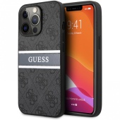 Чехол iPhone 14 Pro Накладка Кожзам Guess 4G Stripe printed logo Hard