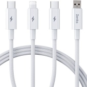 Кабель Benks D46 USB-A to 2USB-C + Lightning (Плетеный) 1.2 метра