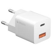 Сетевое ЗУ Deppa 11410, GaN 20 ватт, 2 выхода: USB-A, USB-C
