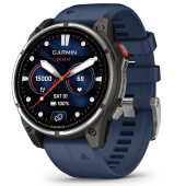 Garmin Quatix 8 Pro 47mm Amoled Sapphire, Титановый корпус, Синий силиконовый ремешок