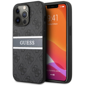 Чехол iPhone 13 Pro Накладка Кожзам Guess Stripe Printed Logo Hard