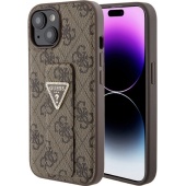 Чехол iPhone 15 Накладка Кожзам Guess GripStand 4G with Triangle Diamond metal logo Hard