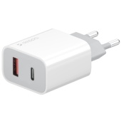 Сетевое ЗУ Deppa 11399, 18 ватт, 2 выхода: USB-A, USB-C