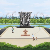 Значок Магнитка Памятник Тыл-фронту металлический, Пин