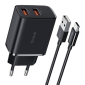 Сетевое ЗУ Mcdodo CH-507, 12 ватт, 2 выхода: USB-A + Кабель USB-A → USB-C, длина 1 м