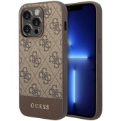 Чехол iPhone 13 Pro Max Накладка Кожзам Guess 4G Bottom stripe Metal logo Hard