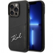 Чехол iPhone 14 Pro Накладка Кожзам Karl Lagerfeld with Cardslot Signature logo Hard