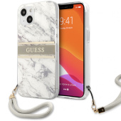 Чехол iPhone 13 Накладка Пластик Guess Marble Hard +Nylon hand