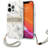 Чехол iPhone 13 Pro Накладка Пластик Guess Marble Hard +Nylon hand