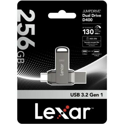 Флешка Lexar D400, USB + USB-C, 256 Gb (Флешка Lexar D400, USB + USB-C, 256 Gb Черный)