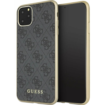 Чехол iPhone 11 Pro Накладка Кожзам Guess 4G collection Hard (iPhone 11 Pro Накладка Темно-Серый)