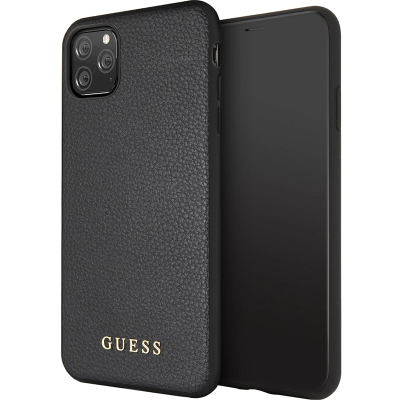 Чехол iPhone 11 Pro Max Накладка Кожа Guess Iridescent Hard (iPhone 11 Pro Max Накладка Черный)