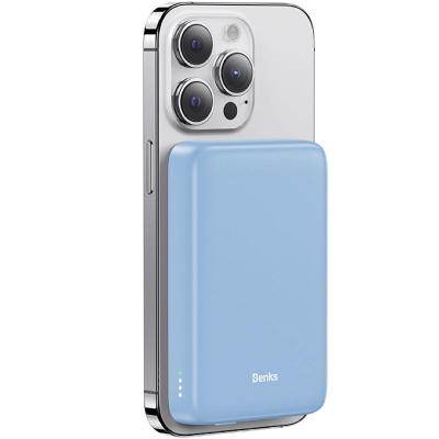 Беспроводной Power Bank Benks MP07, 10.000 мАч, MagSafe (Внешний аккумулятор Benks Голубой)