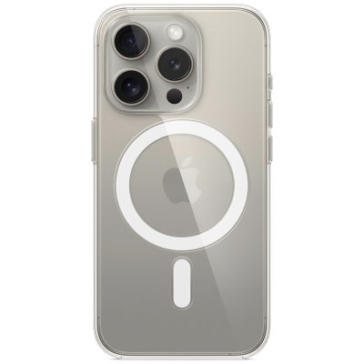 Чехол Clear Case для iPhone 15 Pro Пластик (с MagSafe) (Накладка Прозрачный)