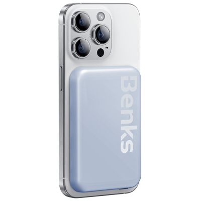 Беспроводной Power Bank Benks MP10, 6.000 мАч, MagSafe (Внешний аккумулятор Benks Голубой)
