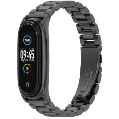 Браслет для фитнес трекера Xiaomi Mi Band 5 Металл, Блочный (Браслет Xiaomi Mi Band 5 Черный)