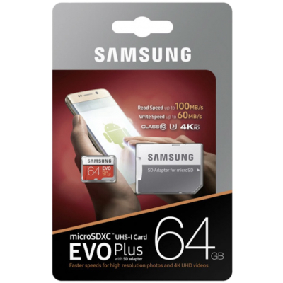 Флешка Samsung EVO Plus, Micro SDXC, 64 Gb (Флешка Samsung 64 Gb)