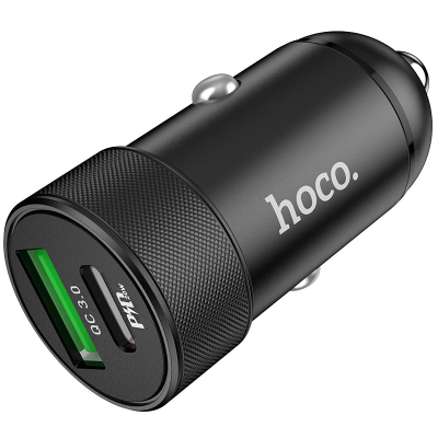 Автомобильное ЗУ Hoco Z32B USB+USB-C (QC3.0+PD) (Автомобильное ЗУ Hoco Черный)